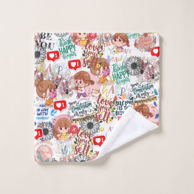 Citation Motivante Mignonne – Positive Kawaii  (Gant de toilette)