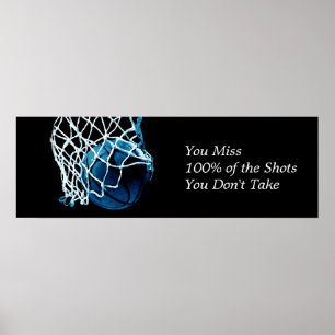 Citation Motivative Basketball Blue Black Poster