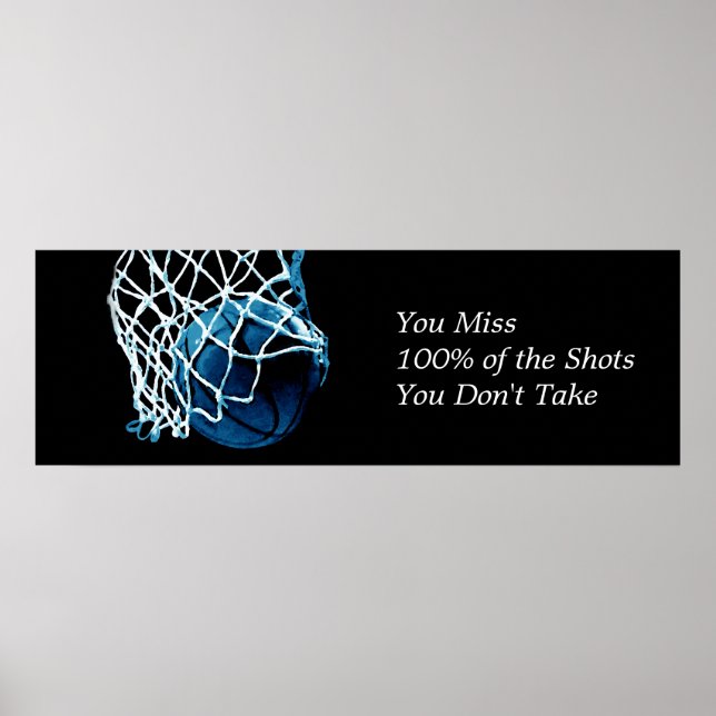 Citation Motivative Basketball Blue Black Poster (Devant)