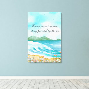 Citation Océan Aquarelle Plage Mer Toile d'Art