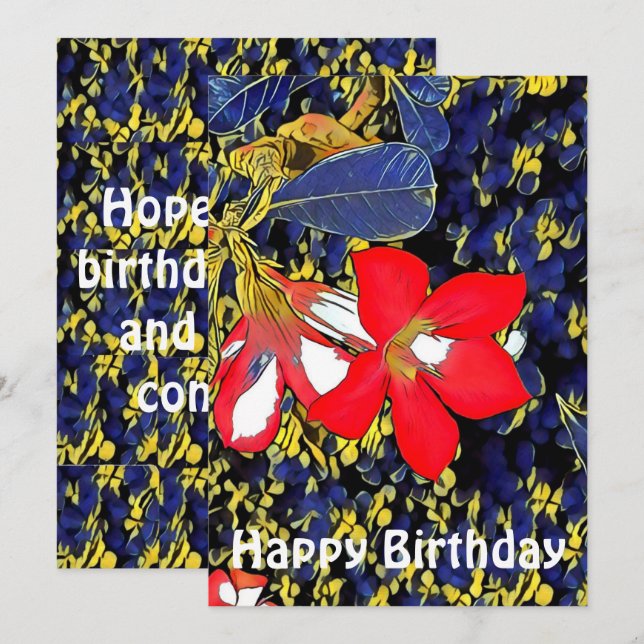 Citation personnalisée Floral Aquarelle Rouge Aden (Devant / Derrière)