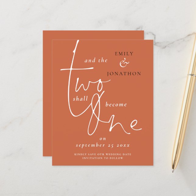 Citation romantique Budget Mariage Terracotta Date (Devant/Arrière en situation)