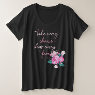 Citation typographique et fleur en rose