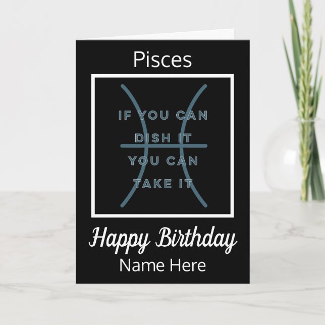 Citation Zodiac Pisces Carte d'anniversaire noir e (Devant)