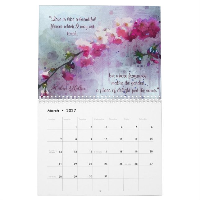 Citations Floral Love 2023 Calendrier (Mar 2027)