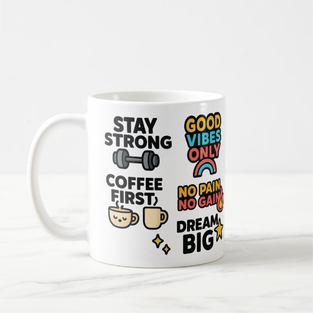 Citations Motivationnelles Café & Fitness Mug (Gauche)