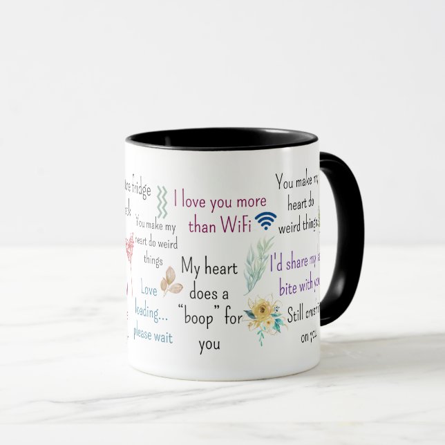 Citations Romantiques Mignonnes Art de Mug Esthéti (Devant droit)