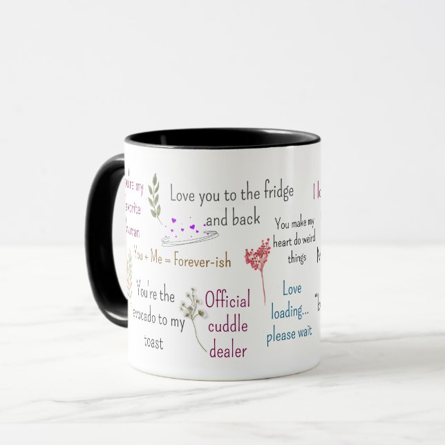 Citations Romantiques Mignonnes Art de Mug Esthéti (Devant gauche)