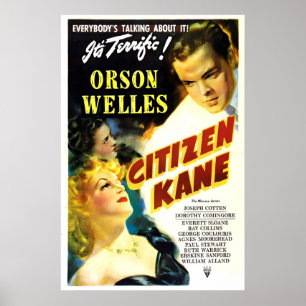 Citizen Kane 1941 Affiche de film IMPRIMÉ A5-A1 Or