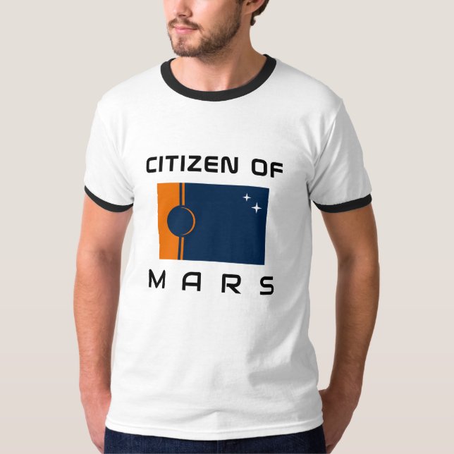 Citoyen de Mars T-shirt avec drapeau martien (Devant)