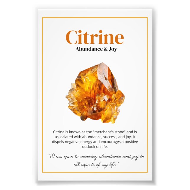 Citrine Crystal Meaning Poster (Devant)