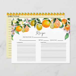 Citron Agrumes Carte de recette de Fête des ma