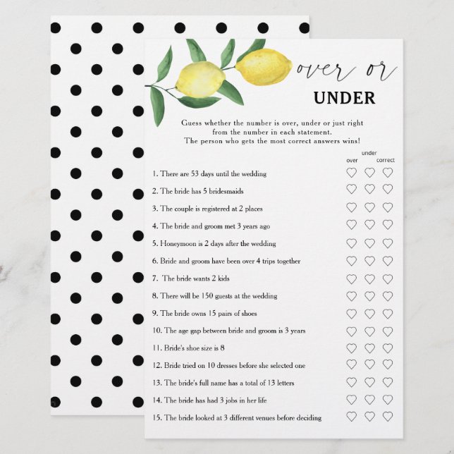 Citron - Au-dessus ou sous la douche nuptiale (Devant / Derrière)