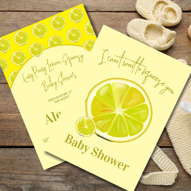 Citron Baby shower Citrus Jaune Invitation moderne (Créateur téléchargé)