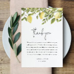 CITRON Citron Mariage Carte de remerciements<br><div class="desc">La Citron Lemon Collection est un assortiment à couper le souffle qui présente de superbes aquarelles représentant des citrons et de la verdure. Ses visuels vibrants et délicats en font le choix idéal pour des événements d'été comme des baby showers,  des douches nuptiales ou des mariages dans le jardin.</div>