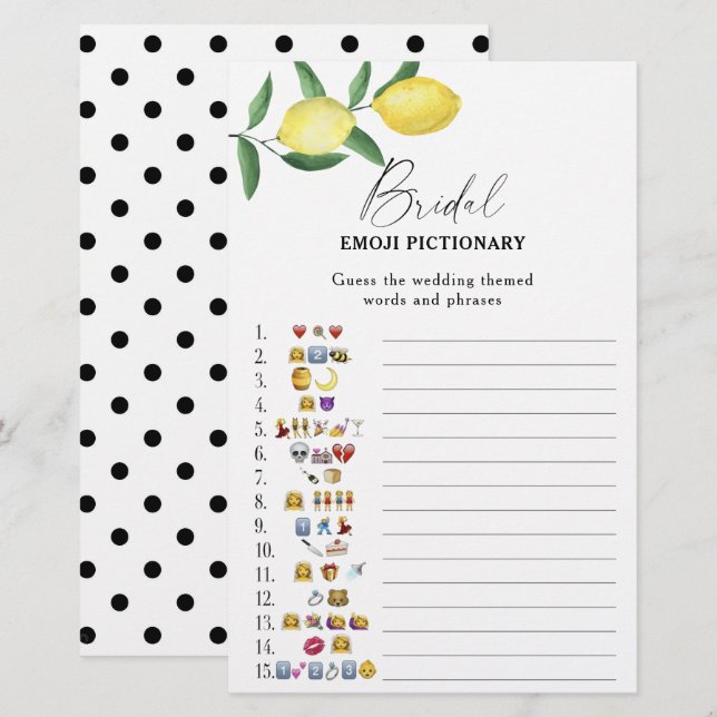 Citron citrus - jeu de pictionary emoji pour enter (Devant / Derrière)