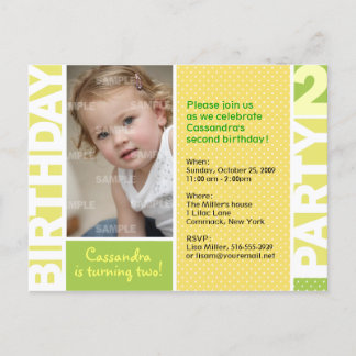 Citron Citrus Polka Dot 2e Anniversaire Carte post