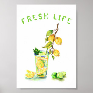 Citron Cool Boire Lemonade Été Poster