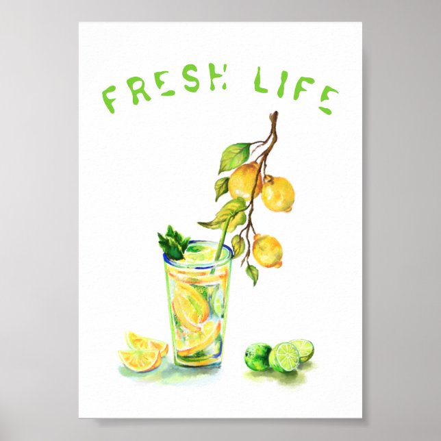 Citron Cool Boire Lemonade Été Poster (Devant)