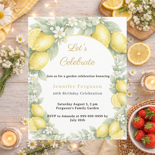 Citron de fête d'anniversaire jardin d'été invitat (Créateur téléchargé)