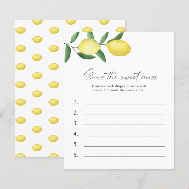 Citron - Devinez le jeu de baby shower sucré (Devant / Derrière)