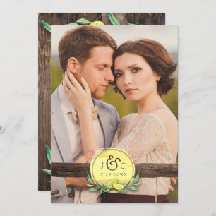Citron en bois rustique du FAIRE-PART DE MARIAGE  
