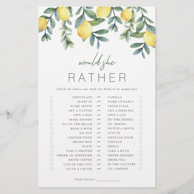 Citron Fête des mariées jeu (Devant)