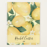 Citron Feuillage Personnalisé<br><div class="desc">Peinture à l'aquarelle élégante de citrons et de feuillage est accentuée de fleurs d'agrumes blanches avec des détails personnalisés en lettrage chic sur le devant. L'agenda comprend des mises en page mensuelles et hebdomadaires, 12 mois, 60 pages avec couverture avant et arrière en soft laminé. ARTICLES ASSORTIS dans notre magasin....</div>