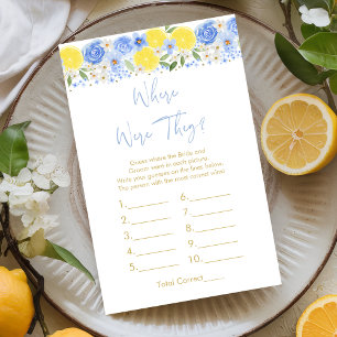 Citron Floral Bleu Où Étaient-Ils Jeu De Mariage