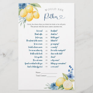 Citron Floral Bleu Squeeze Principal Voudrait-Elle