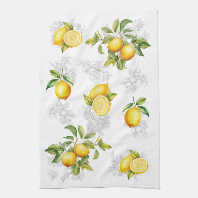 Citron & Fruit Serviette de cuisine blanc gris jau (Vertical)