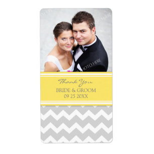 Citron gris Chevron Photo Étiquettes de mariage