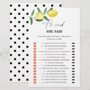Citron - Il a dit qu'elle a dit jeu de baby shower