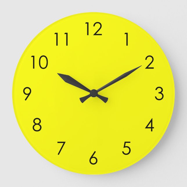 Citron jaune Grand noir Nombres Horloge (Recto)