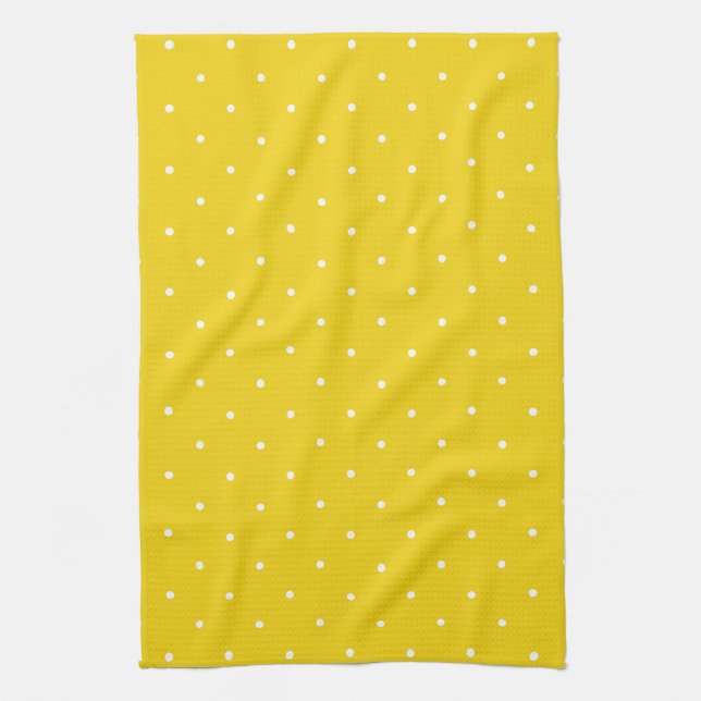 Citron jaune Polka Dot Serviettes de cuisine (Vertical)