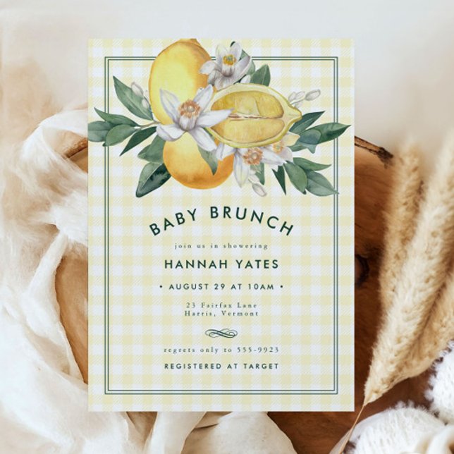 Citron jaune soleil En vichy Baby shower Brunch  (Créateur téléchargé)
