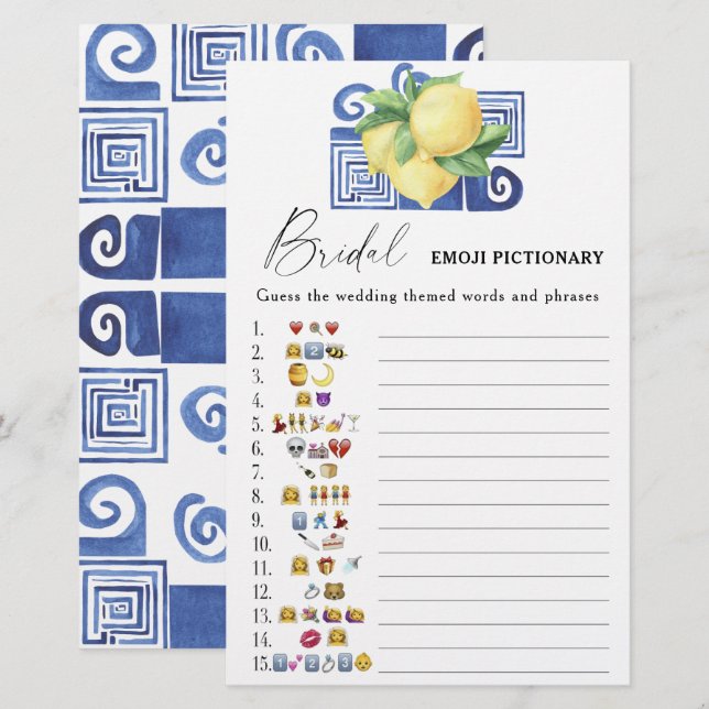Citron - jeu de pictionary d'émojis pour une baby  (Devant / Derrière)