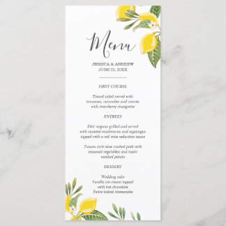 Citron Mariage Menu Feuillage Élégant Citrus Rusti