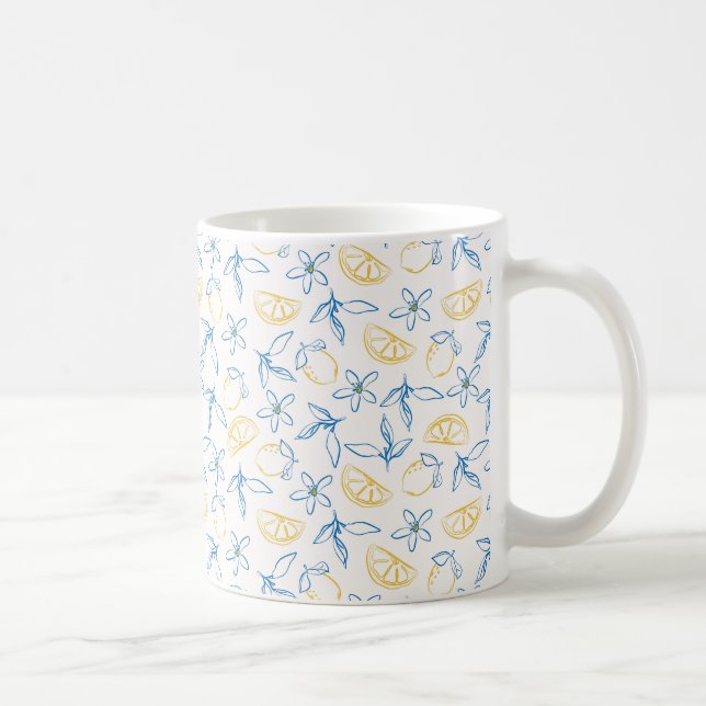 Citron Motif à la main - Mug de café (Droite)