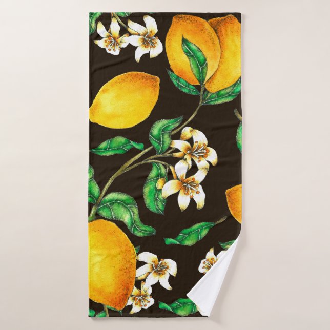Citron Motif sans couture peint à l'aquarelle (Serviette de bain)