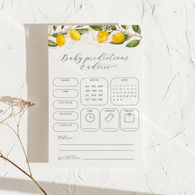 Citron Prédictions & Conseils Baby shower Jeu (Créateur téléchargé)