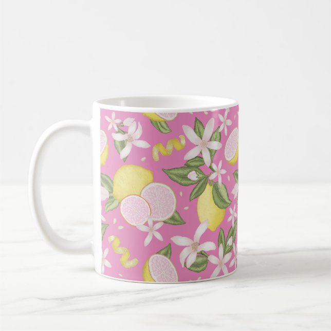 Citron rose Floral Citrus Coffee Mug (Gauche)