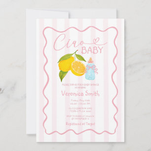 Citron rose Italie Ciao Baby shower Invitation