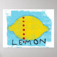 Citron Sur Bleu Poster Mur Art