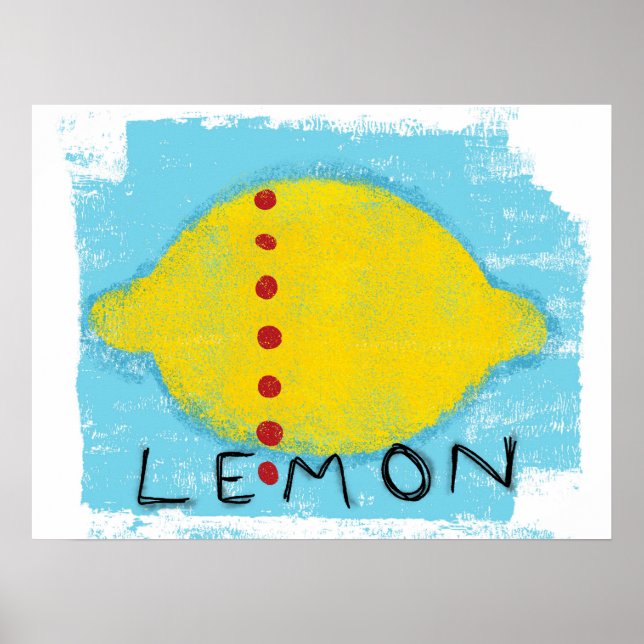 Citron Sur Bleu Poster Mur Art (Devant)