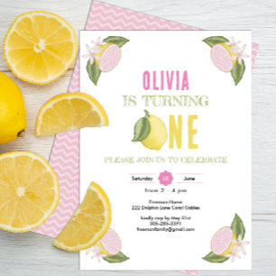 Citron Thème Premier anniversaire Invitation fille