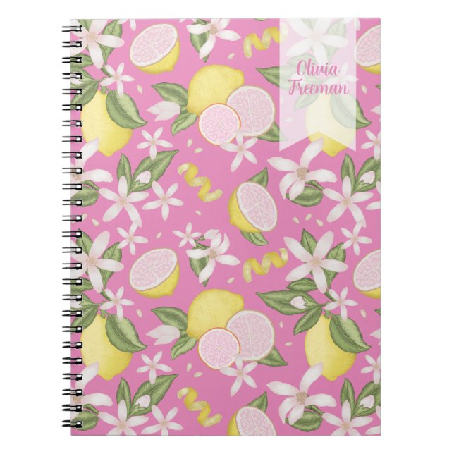Citronade rose Floral Carnet personnalisé (Devant)