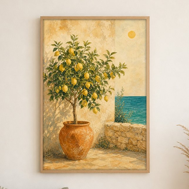 Citronnier au bord de la mer Affiche Côtière Aquar (Shown framed for scale. Poster ships unframed; frames are an optional add-on.)