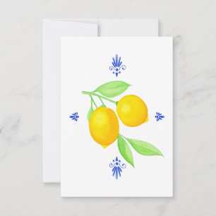 Citrons aux Cartes de remerciements de fleurs bleu