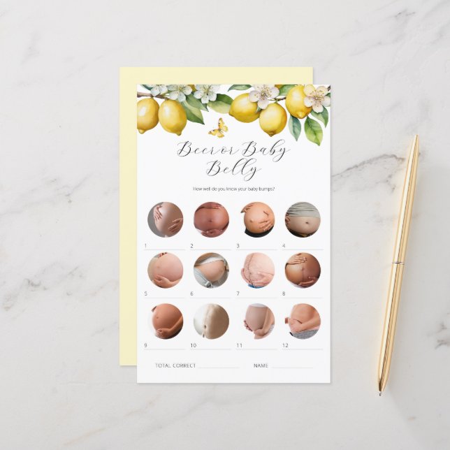 Citrons Bière ou Bébé Baby shower de ventre Jeu (Devant/Arrière en situation)